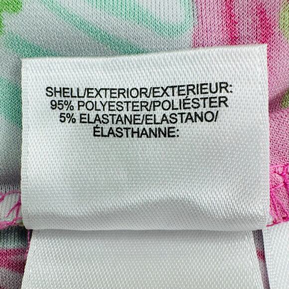 Pappagallo Tropical Double Flutter Sleeve Shift Dress Pink/Green Palm Leaf Small - Picture 13 of 14